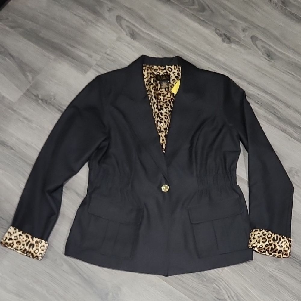 Iman Black Leopard Black Blazer